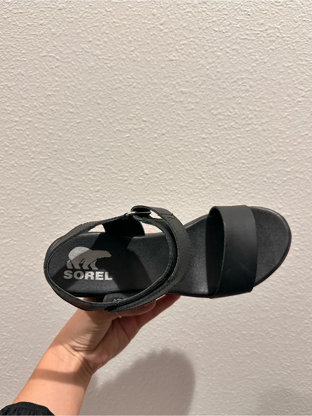 Sorel Black Platform Sandal with Ankle Strap